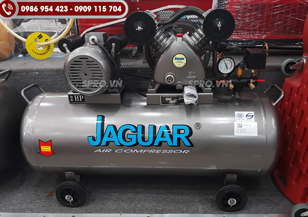 máy nén khí jaguar 2hp bình 100l, máy bơm hơi nhập khẩu giá rẻ